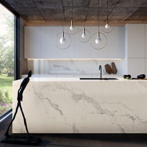 Calacatta Nuvo - lyxig kvartskomposit från Caesarstone i köket och köksö